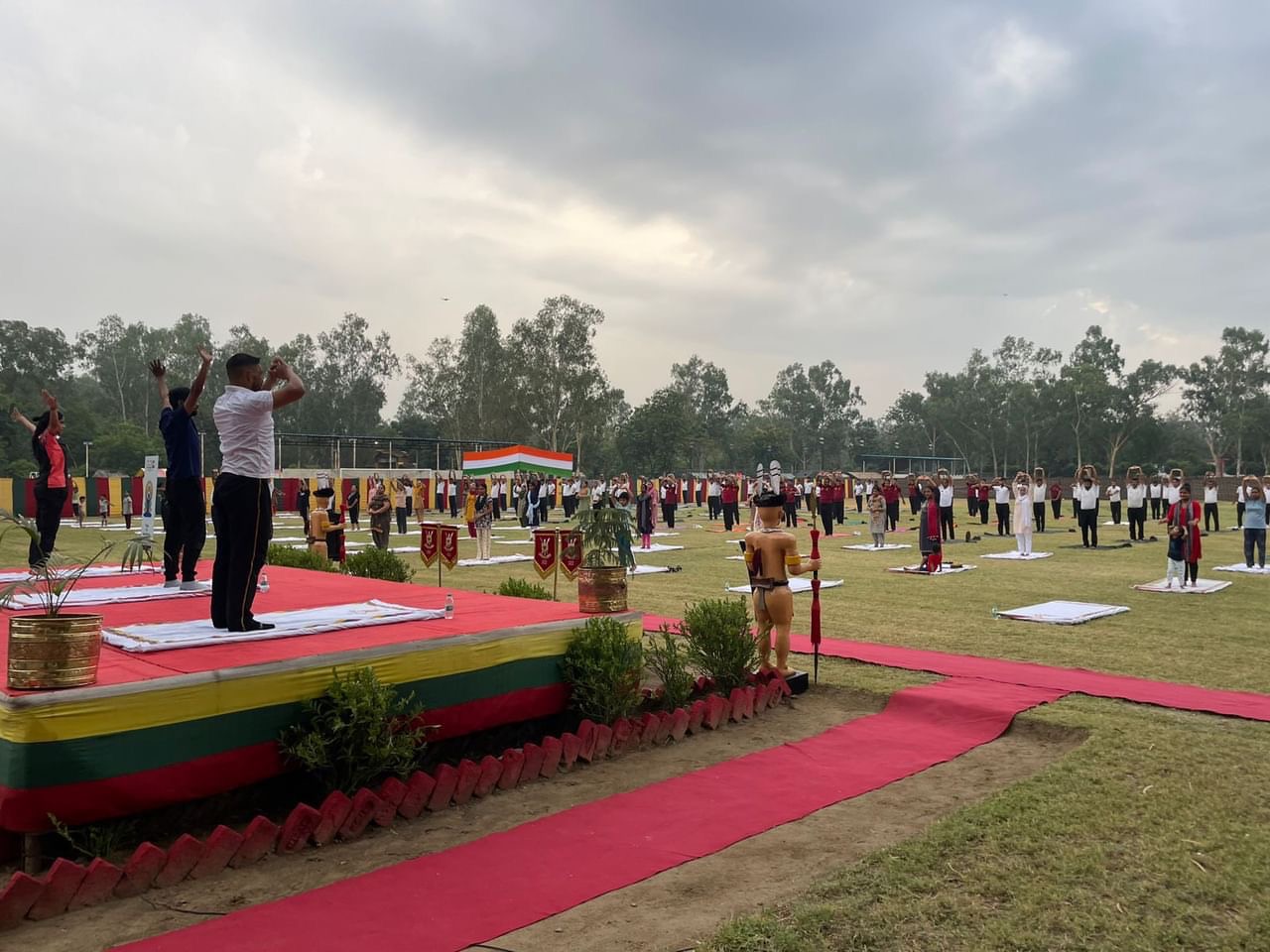 Mass yoga session at an International Yoga Day flagship event